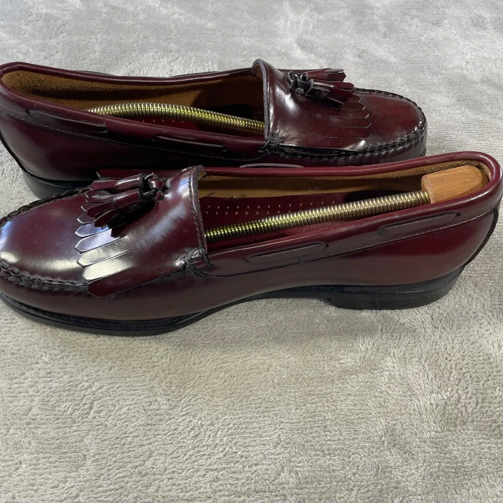 GH Bass Weejuns Layton Loafers Kiltie Mens 10.5 Burgundy Leather Tassel Office